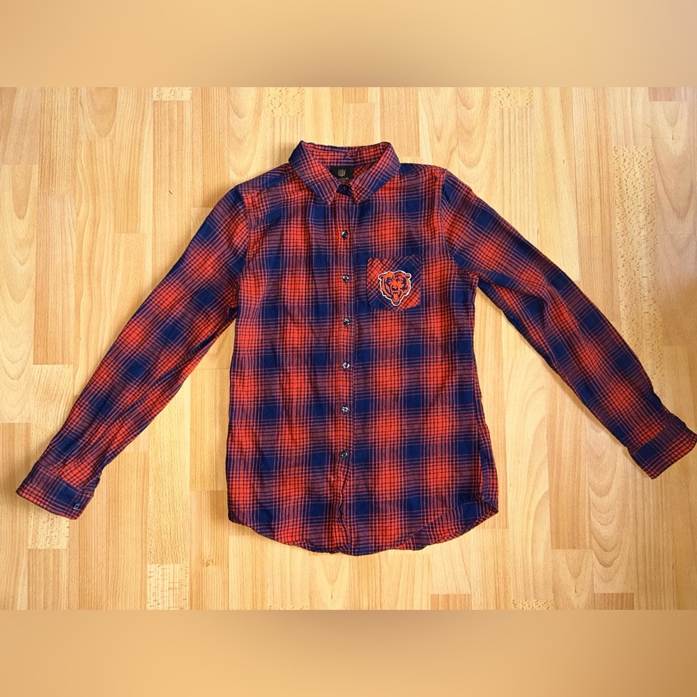 NFL Kids Red and Blue Plaid Button-Down Shirt